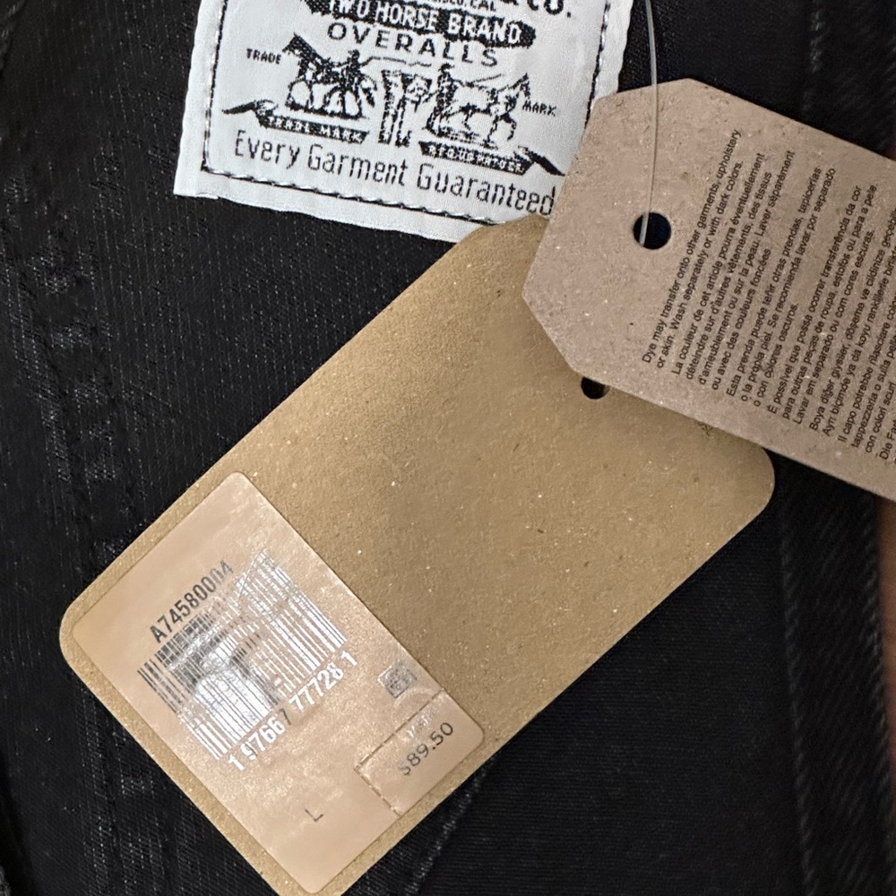 Levi's Strauss & Co Two Horse Brand Women's Black Denim Overalls Size L - Picture 8 of 12